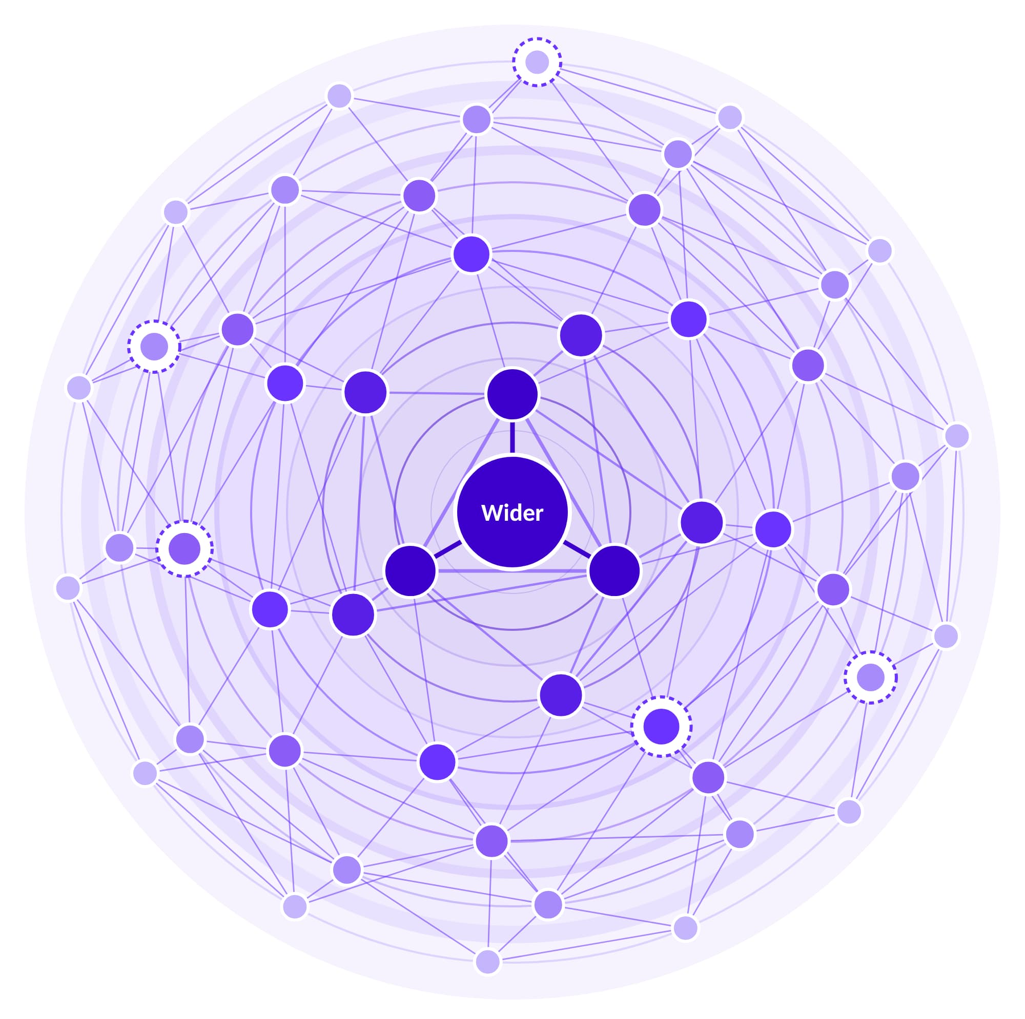 A mesh of overlapping leadership layers around Wider, with emerging leaders inside the existing ones.